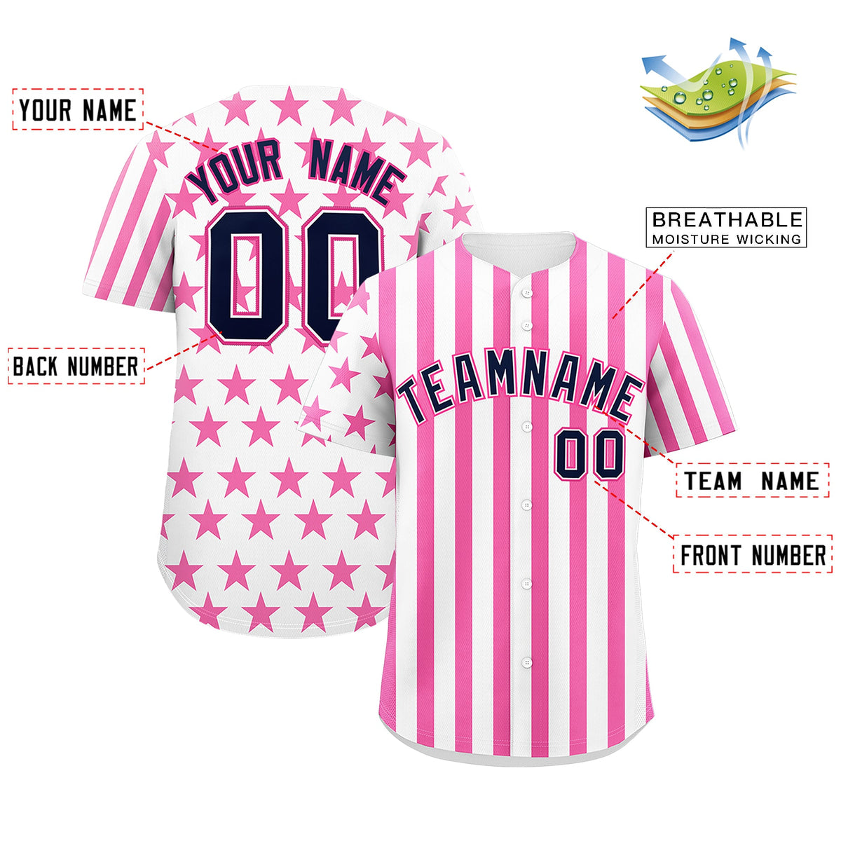 Custom White Pink American Flag Graffiti Pattern Baseball Jersey| KXKSHOP