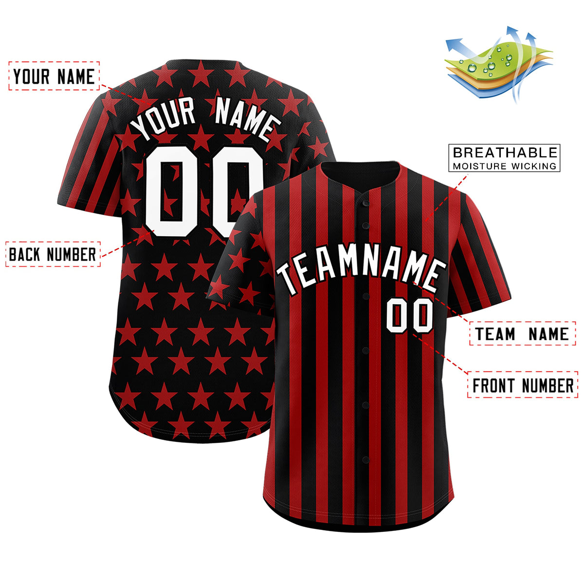 Custom Black Red American Flag Graffiti Pattern Baseball Jersey| KXKSHOP