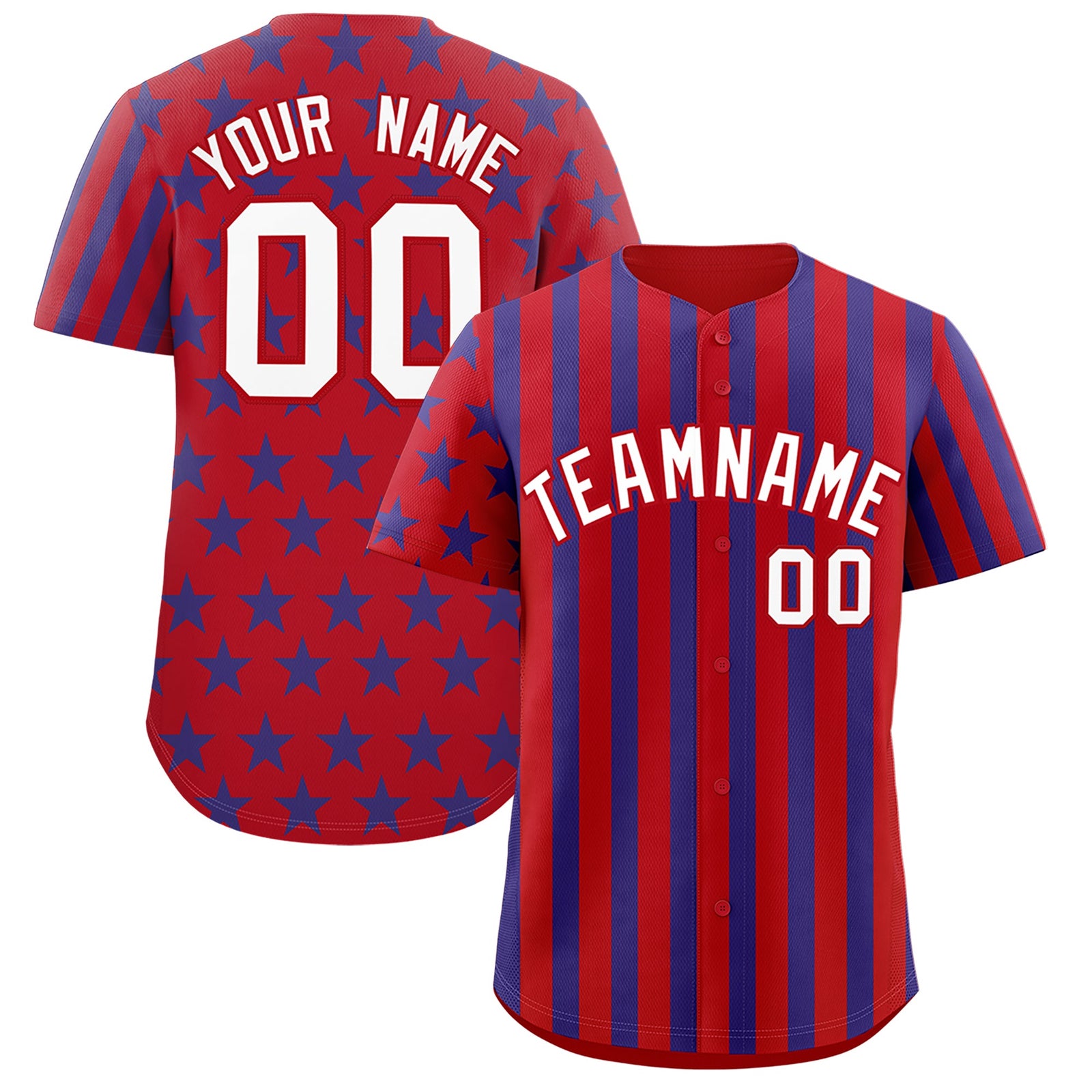 Custom Red Royal Blue American Flag Graffiti Pattern Baseball Jersey| KXKSHOP