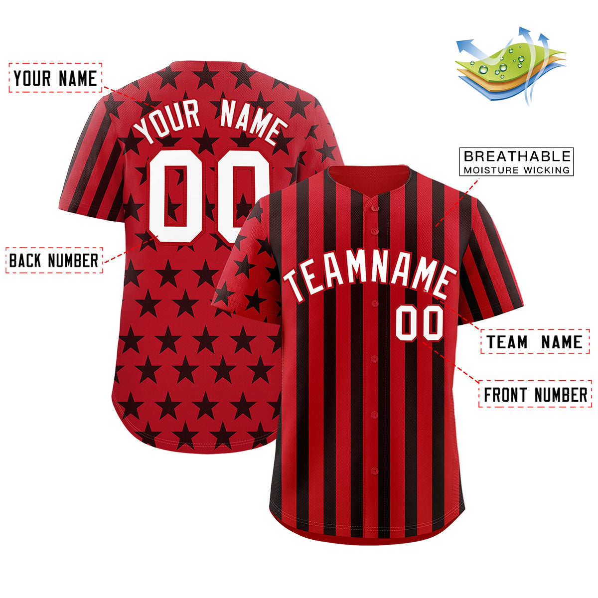 Custom Red Black American Flag Graffiti Pattern Baseball Jersey| KXKSHOP