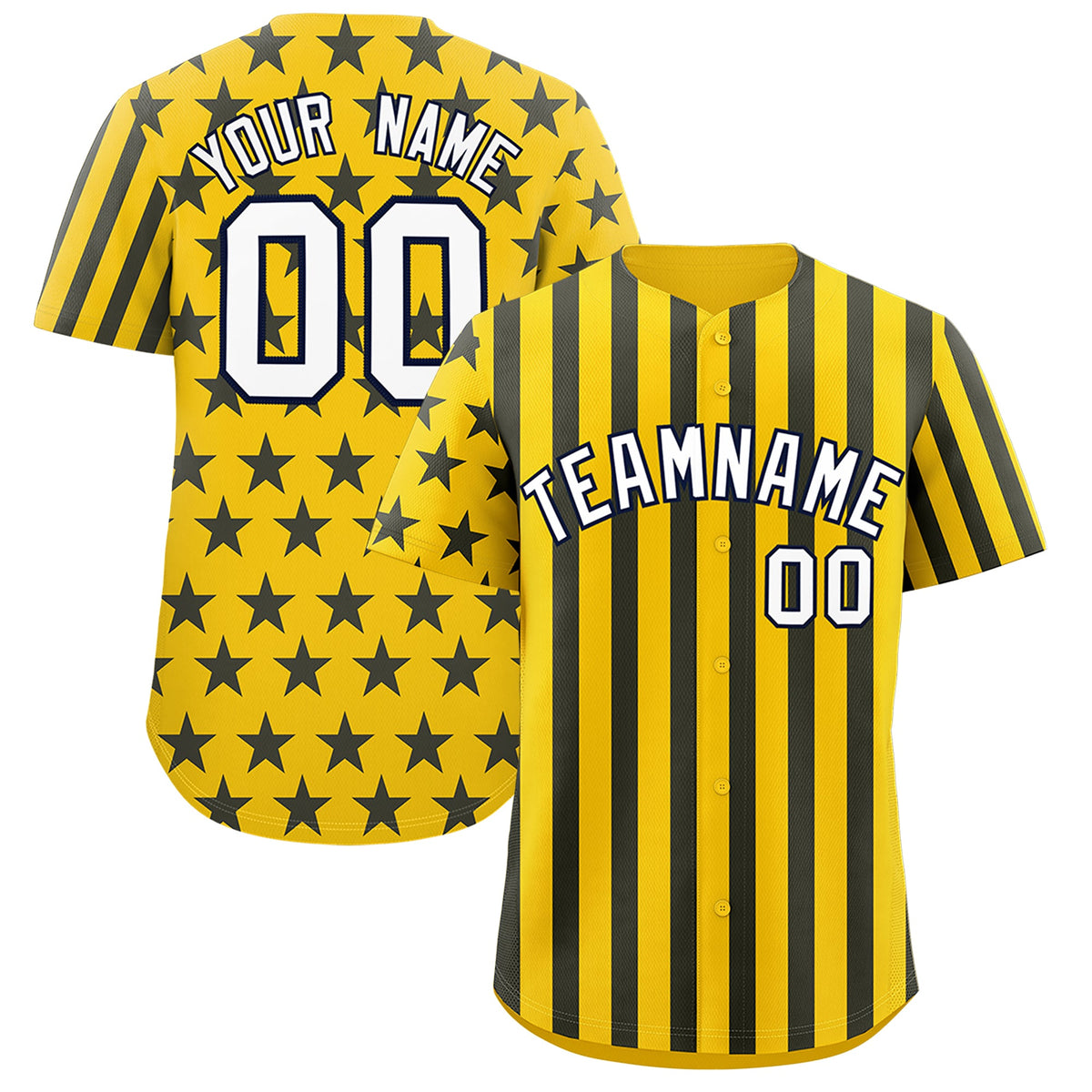 Custom Gold Navy White American Flag Graffiti Pattern Baseball Jersey| KXKSHOP