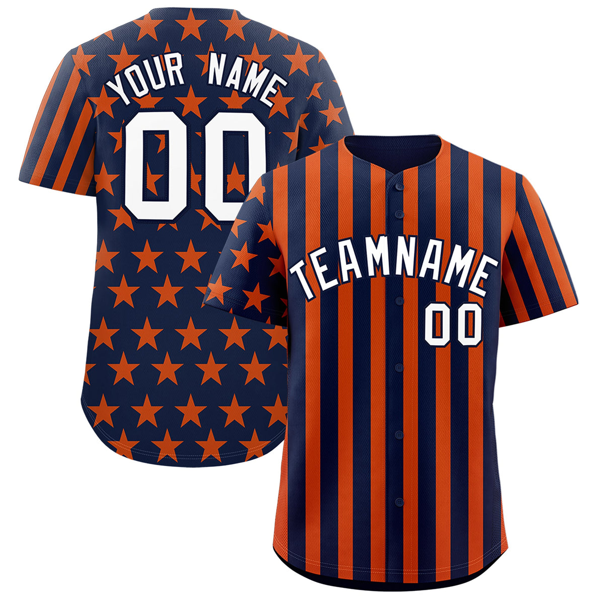 Custom Navy Orange White American Flag Graffiti Pattern Baseball Jersey| KXKSHOP