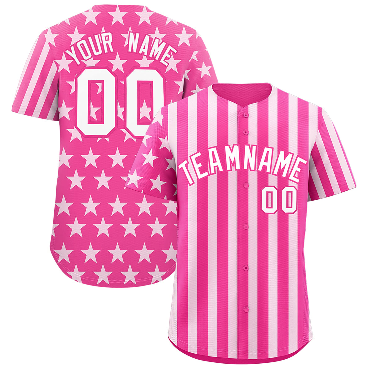Custom Pink White American Flag Graffiti Pattern Baseball Jersey| KXKSHOP