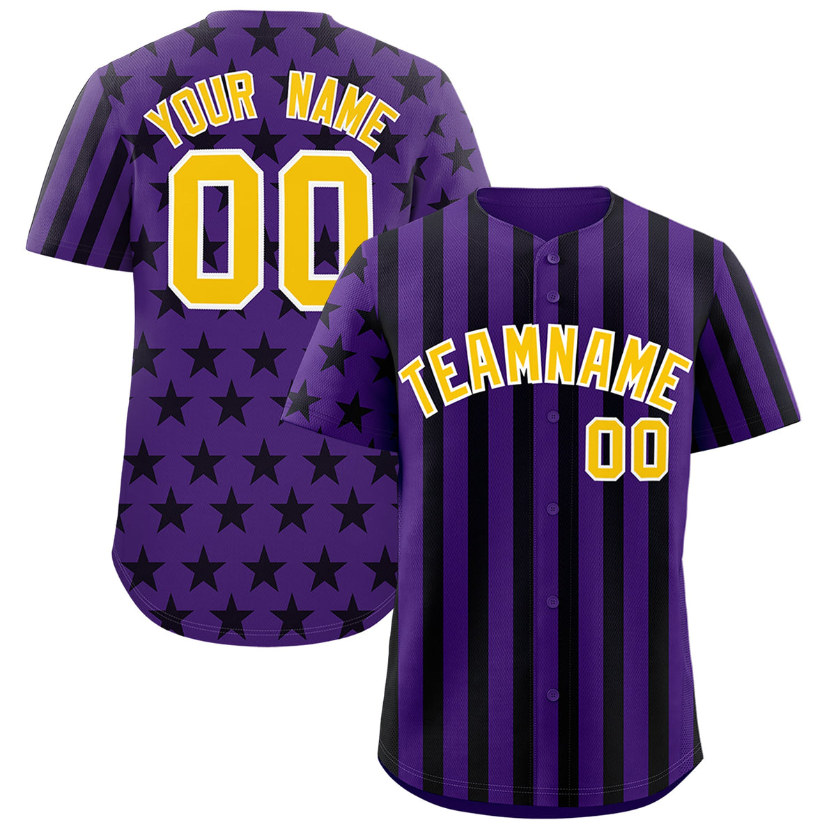 Custom Purple Black American Flag Graffiti Pattern Baseball Jersey| KXKSHOP