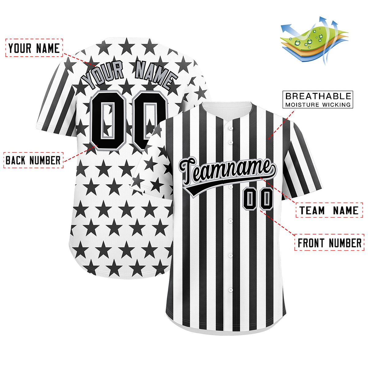 Custom White Black American Flag Graffiti Pattern Baseball Jersey| KXKSHOP