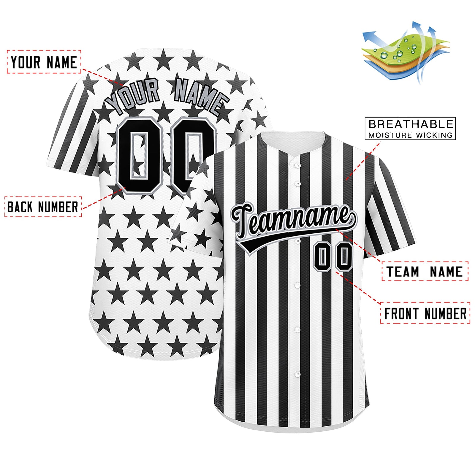 Custom White Black American Flag Graffiti Pattern Baseball Jersey| KXKSHOP
