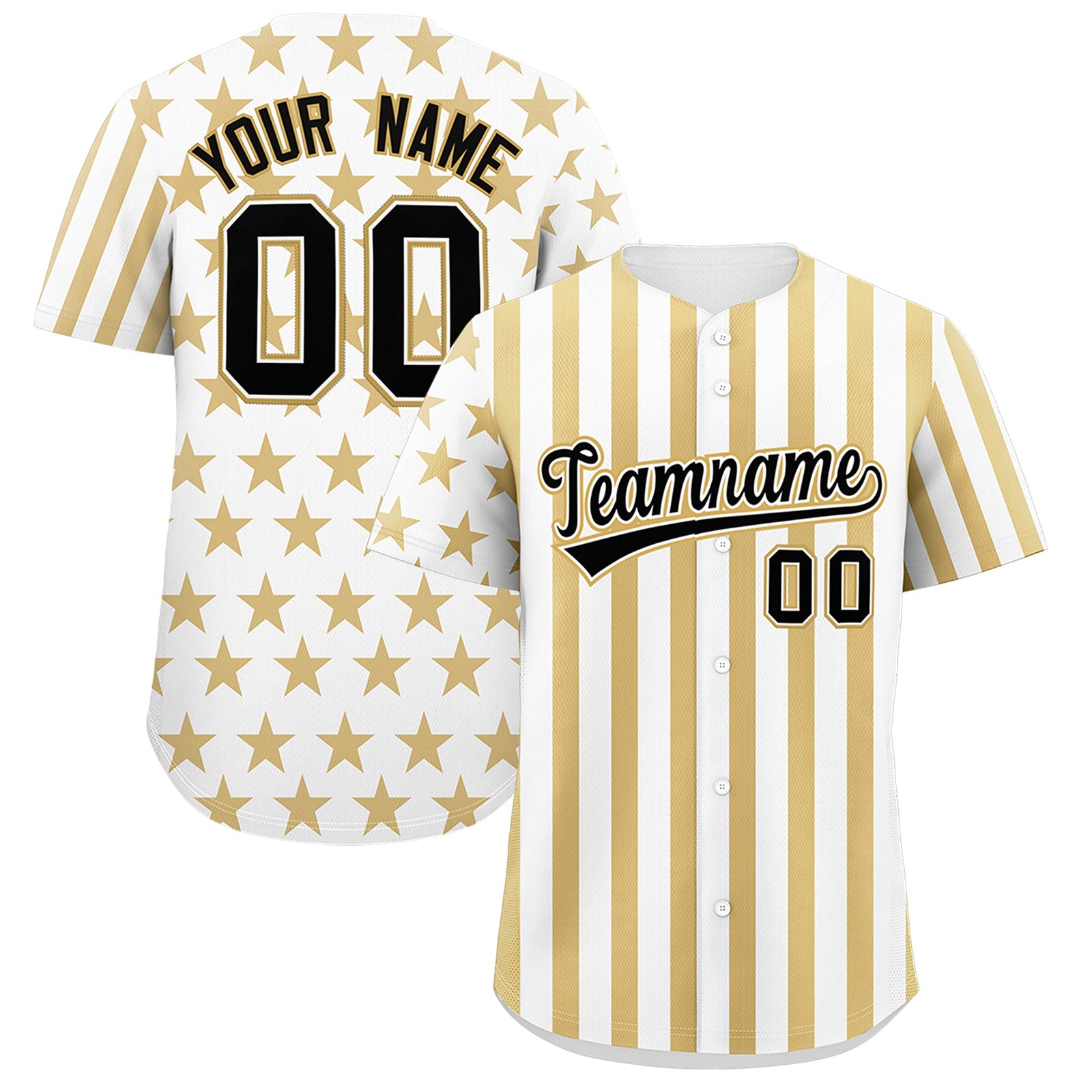 Custom White Old Gold American Flag Graffiti Pattern Baseball Jersey| KXKSHOP