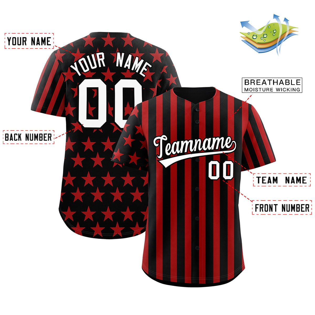 Custom Black Red American Flag Graffiti Pattern Baseball Jersey| KXKSHOP