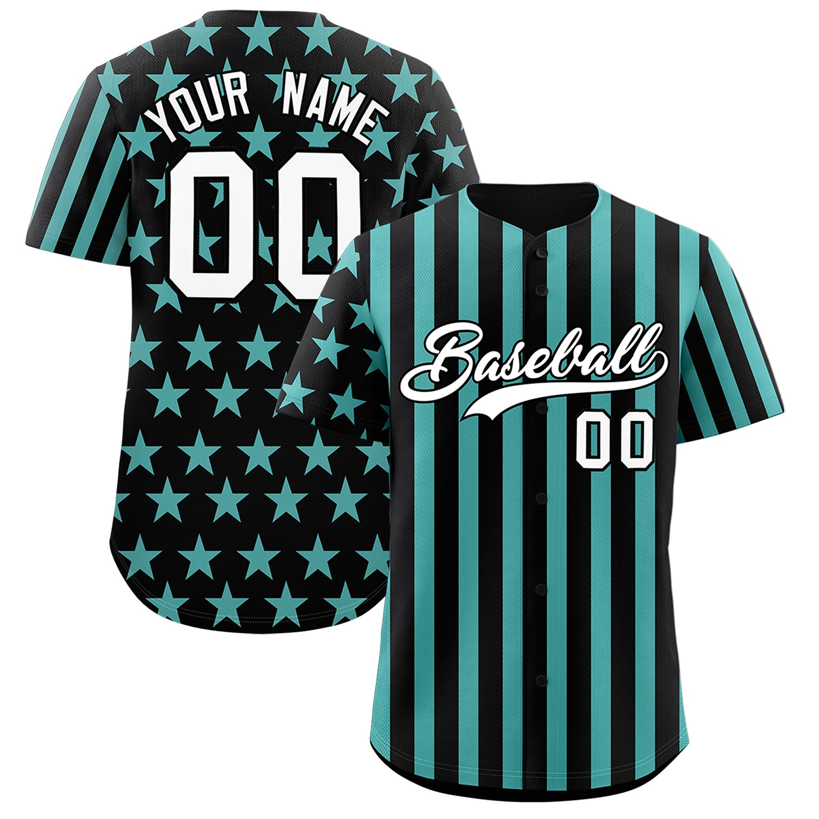 Custom Black Bright Green American Flag Graffiti Pattern Baseball Jersey| KXKSHOP