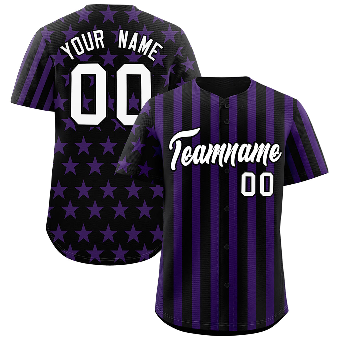 Custom Black Purple American Flag Graffiti Pattern Baseball Jersey| KXKSHOP