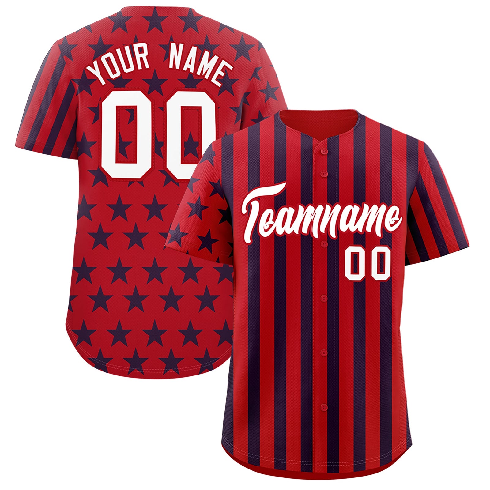 Custom Red Navy White American Flag Graffiti Pattern Baseball Jersey| KXKSHOP