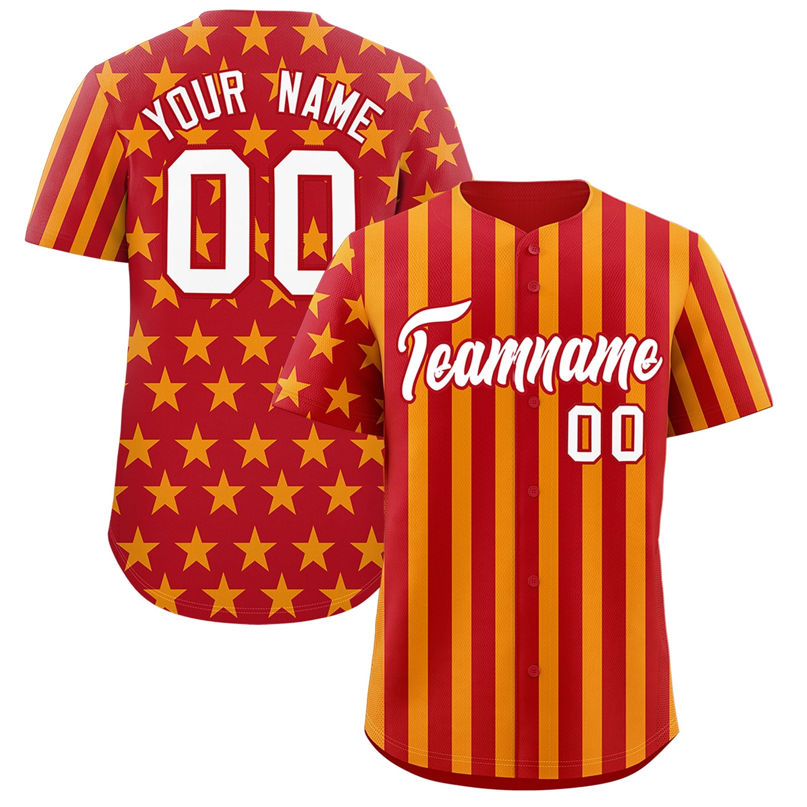 Custom Red Yellow American Flag Graffiti Pattern Baseball Jersey| KXKSHOP