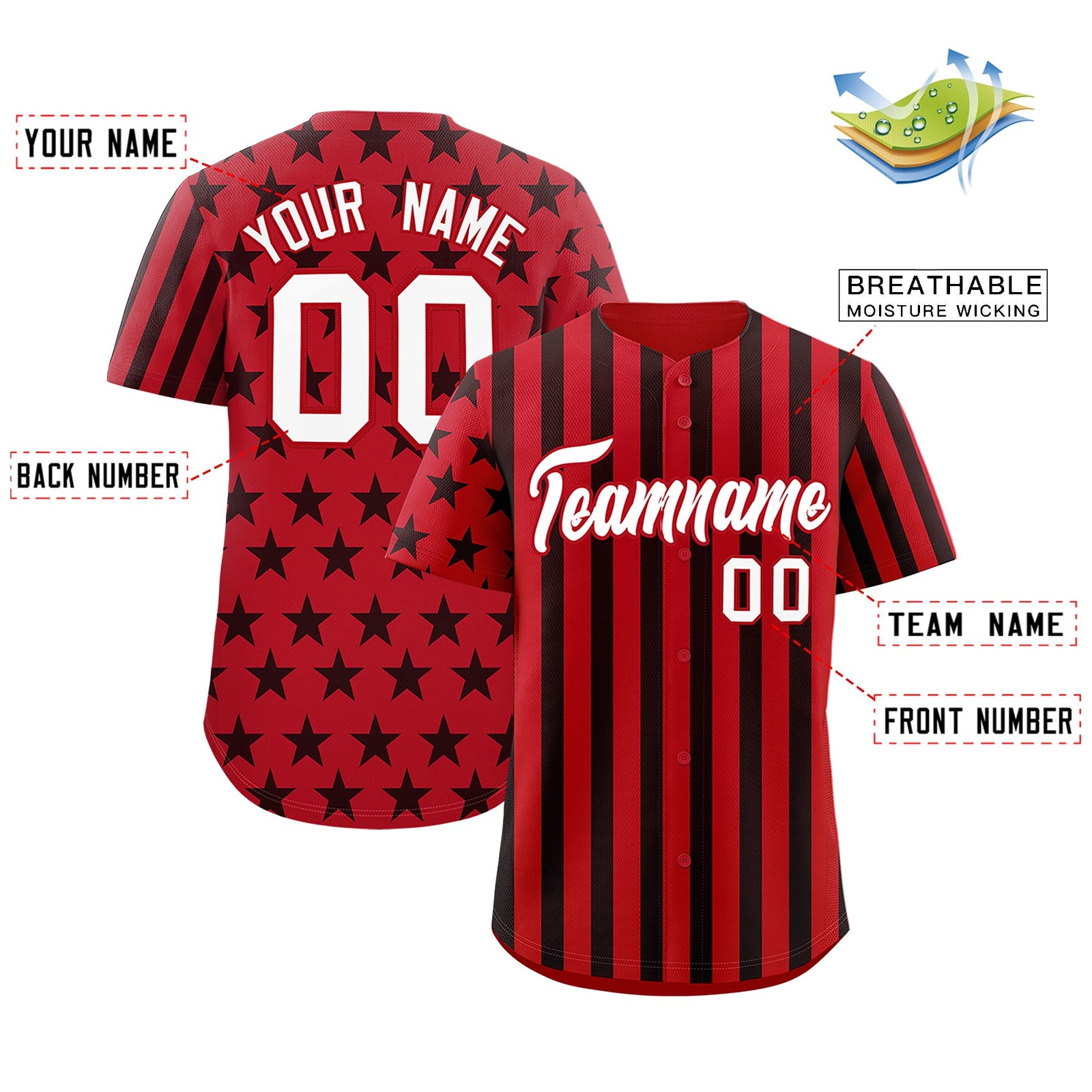 Custom Red Black American Flag Graffiti Pattern Baseball Jersey| KXKSHOP