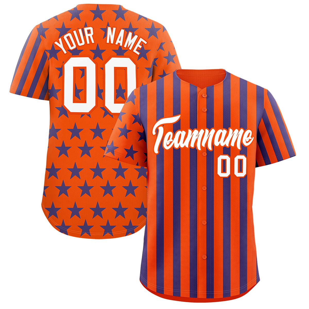 Custom Orange Royal Blue American Flag Graffiti Pattern Baseball Jersey| KXKSHOP