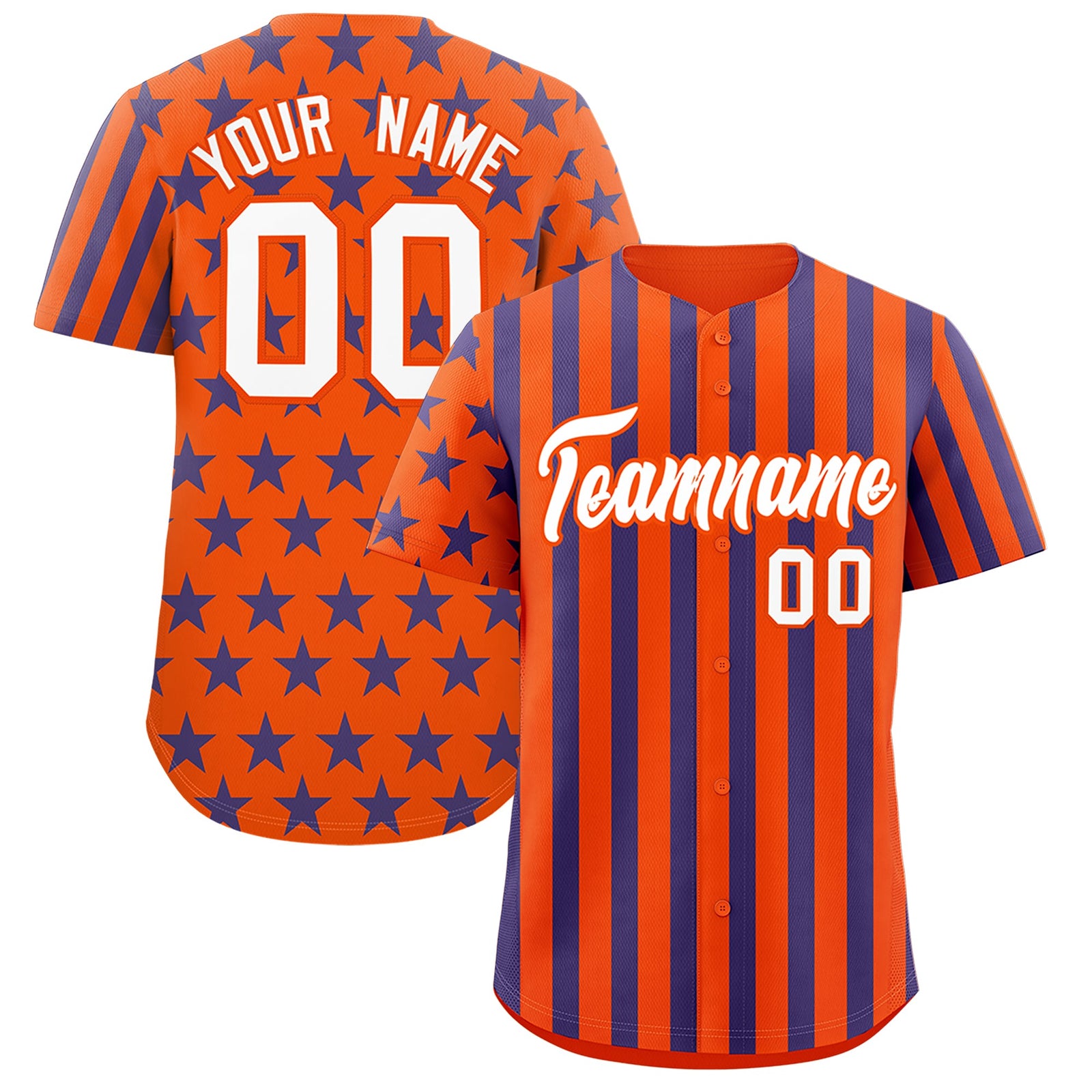 Custom Orange Royal Blue American Flag Graffiti Pattern Baseball Jersey| KXKSHOP