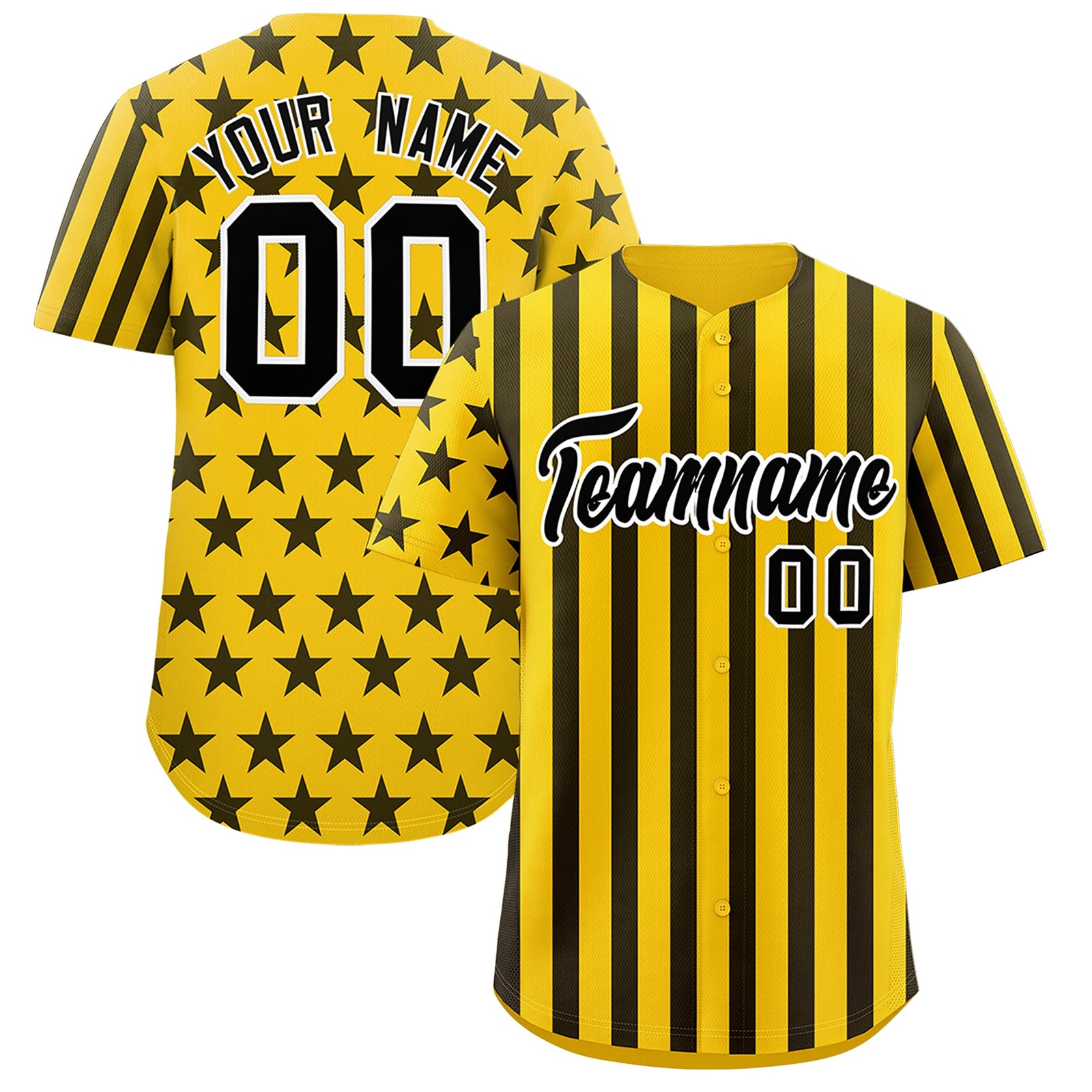 Custom Gold Black American Flag Graffiti Pattern Baseball Jersey| KXKSHOP