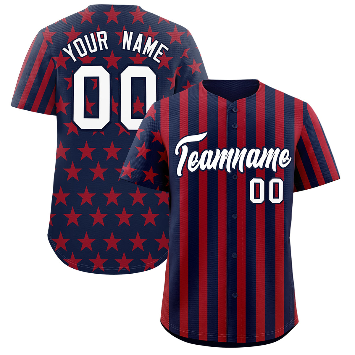 Custom Navy Red White American Flag Graffiti Pattern Baseball Jersey| KXKSHOP