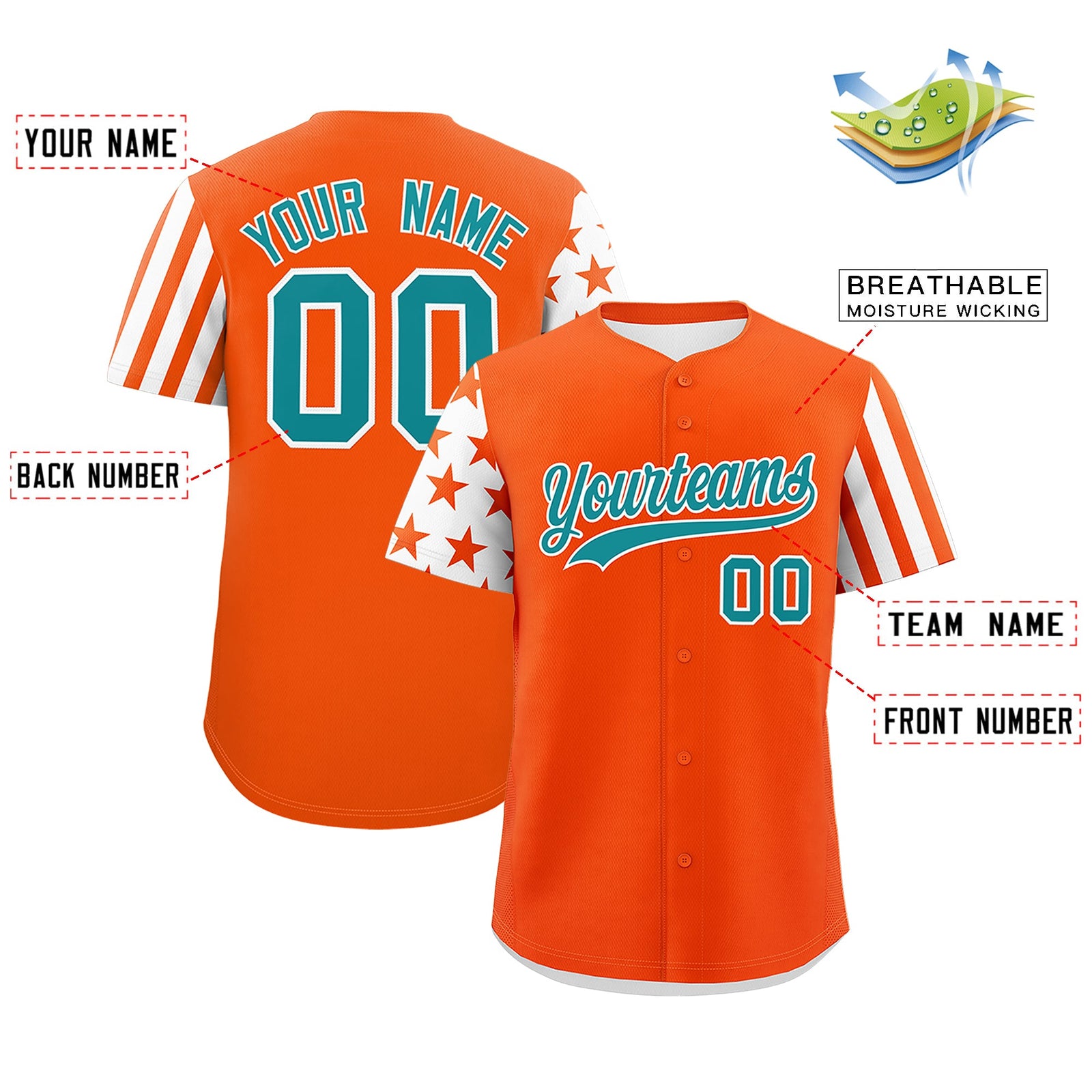Custom Orange White American Flag Raglan Sleeves Baseball Jersey| KXKSHOP