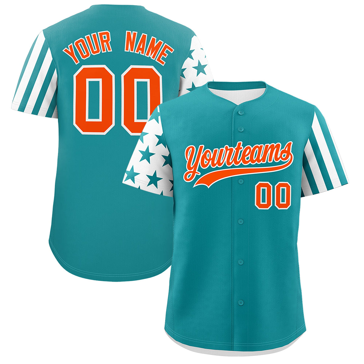 Custom Aqua White American Flag Raglan Sleeves Baseball Jersey| KXKSHOP