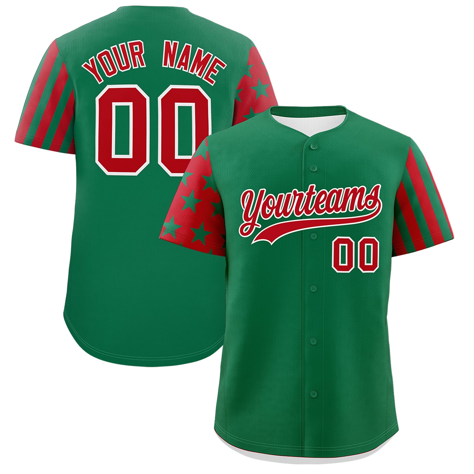 Custom Kelly Green Red American Flag Raglan Sleeves Baseball Jersey| KXKSHOP