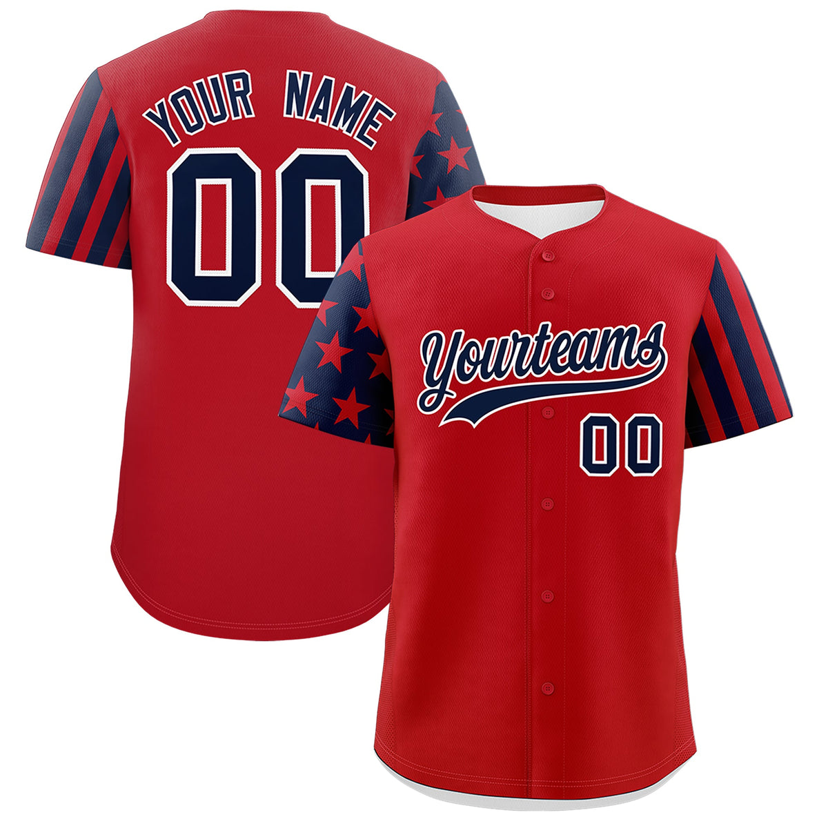 Custom Red Navy American Flag Raglan Sleeves Baseball Jersey| KXKSHOP