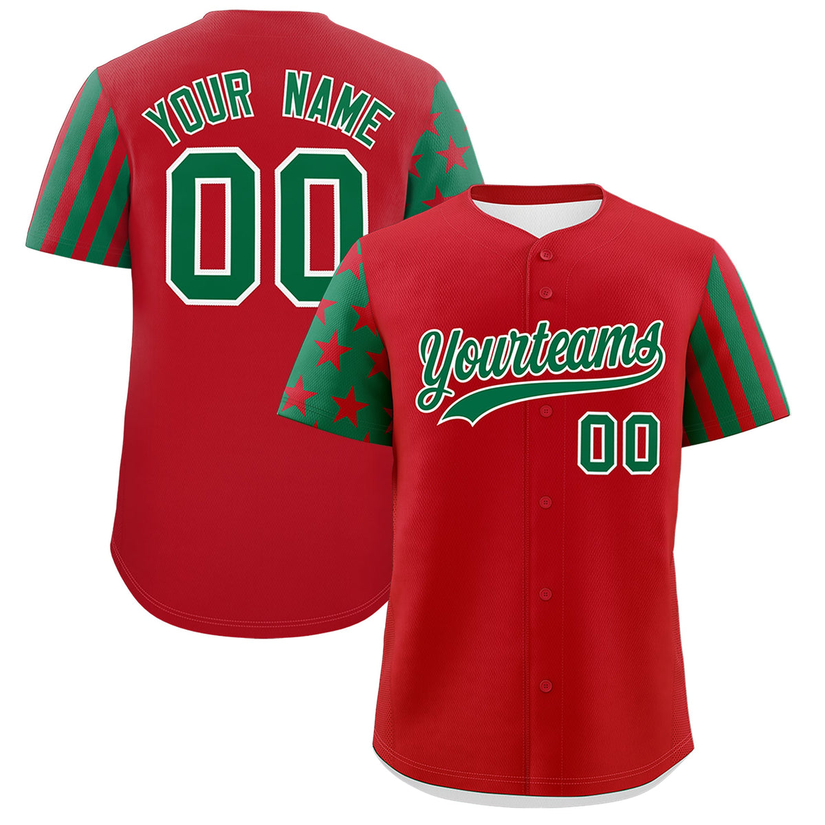 Custom Red Kelly Green American Flag Raglan Sleeves Baseball Jersey| KXKSHOP