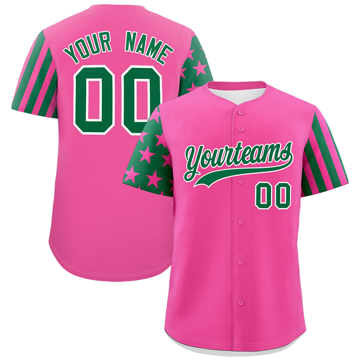 Custom Pink Kelly Green American Flag Raglan Sleeves Baseball Jersey| KXKSHOP