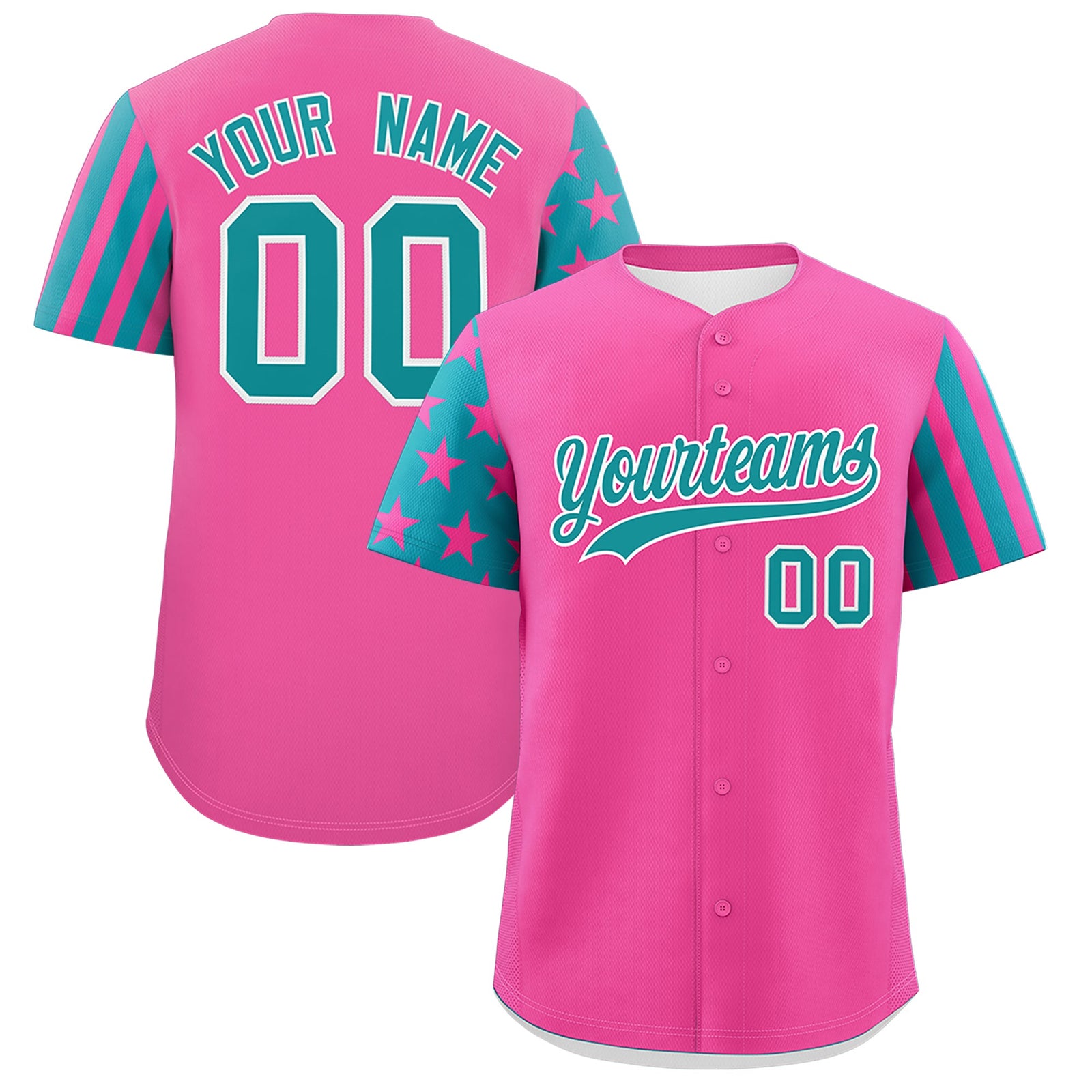 Custom Pink Teal American Flag Raglan Sleeves Baseball Jersey| KXKSHOP