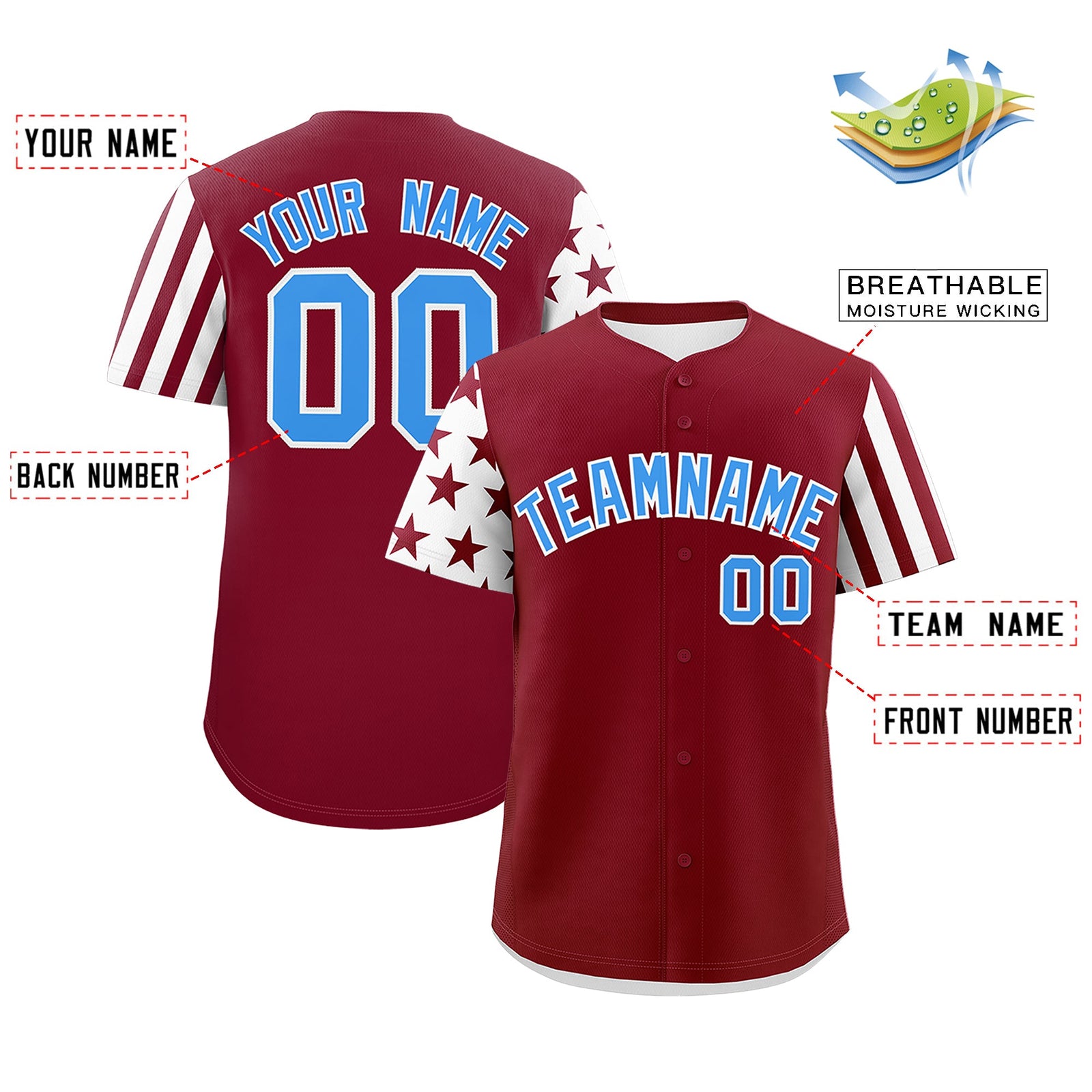 Custom Crimson White American Flag Raglan Sleeves Baseball Jersey| KXKSHOP