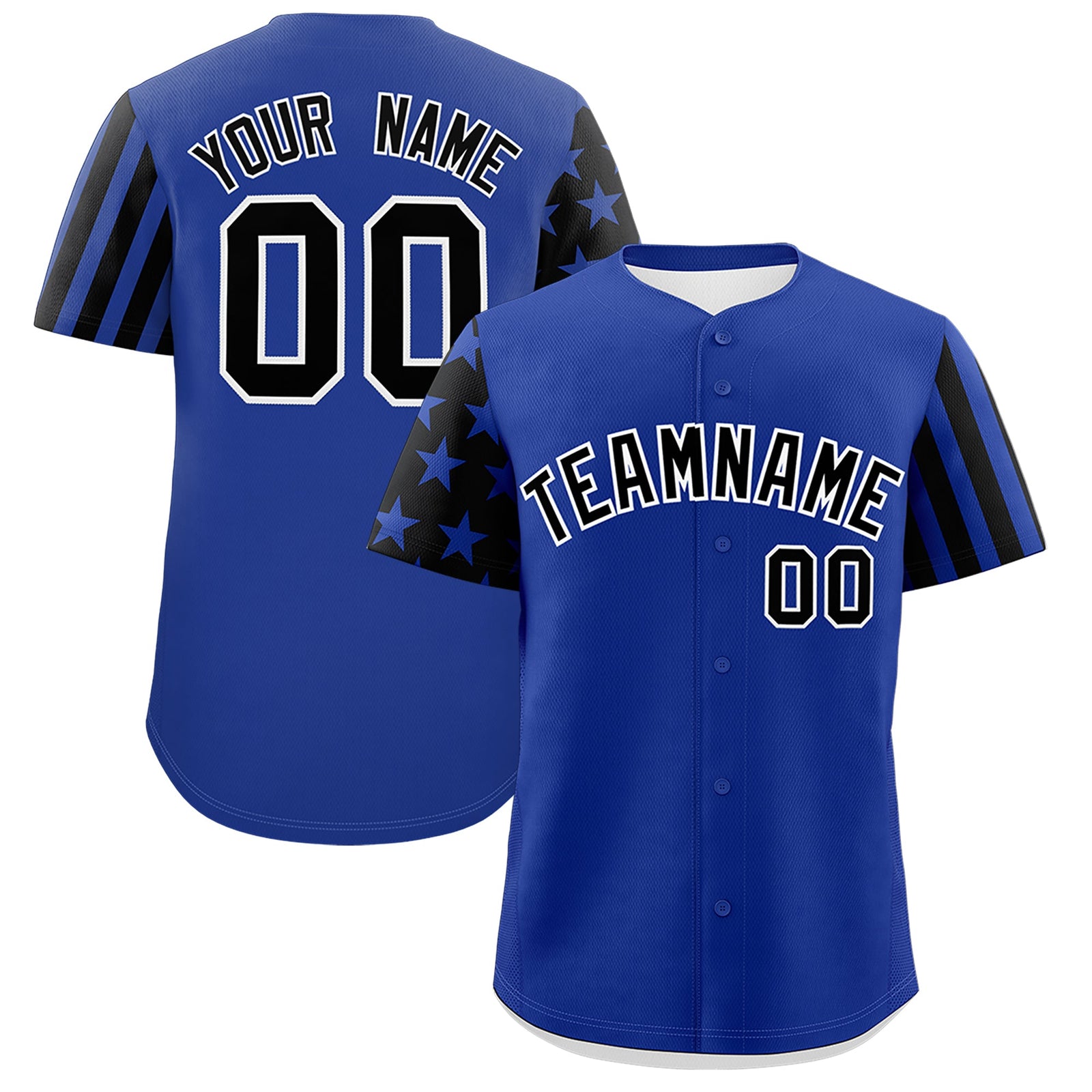 Custom Royal Blue Black American Flag Raglan Sleeves Baseball Jersey| KXKSHOP