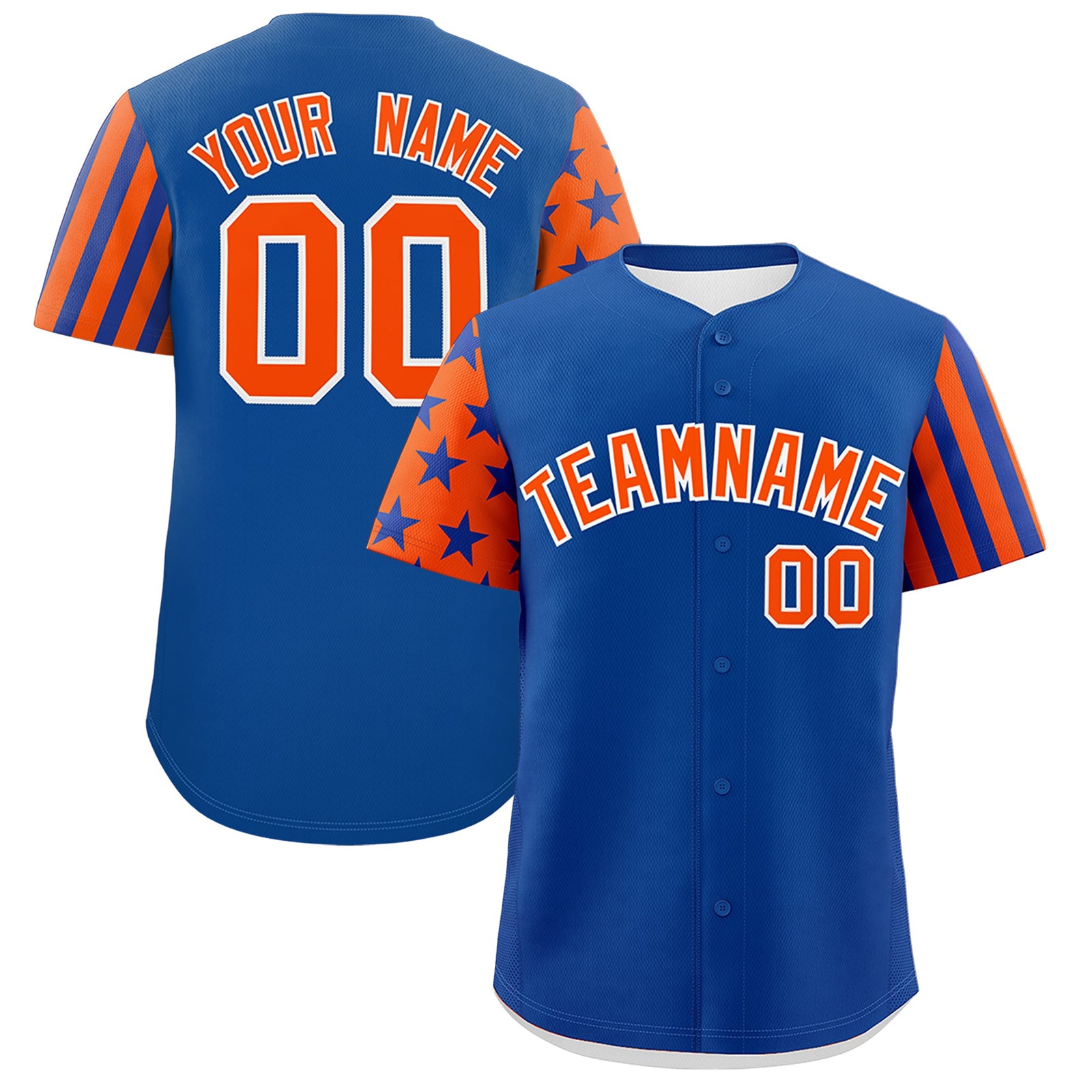 Custom Royal Blue Orange American Flag Raglan Sleeves Baseball Jersey| KXKSHOP