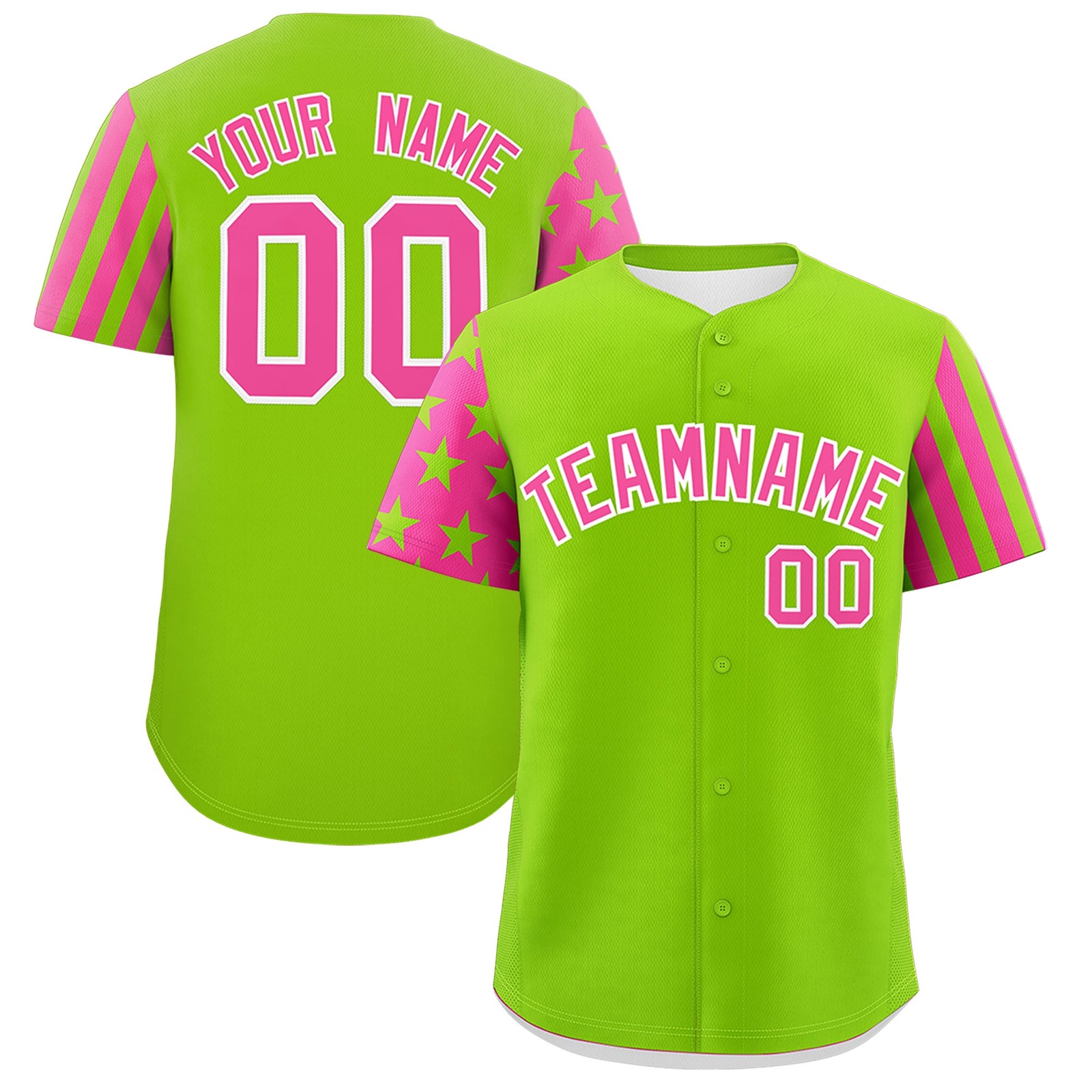 Custom Neon Green Pink American Flag Raglan Sleeves Baseball Jersey| KXKSHOP