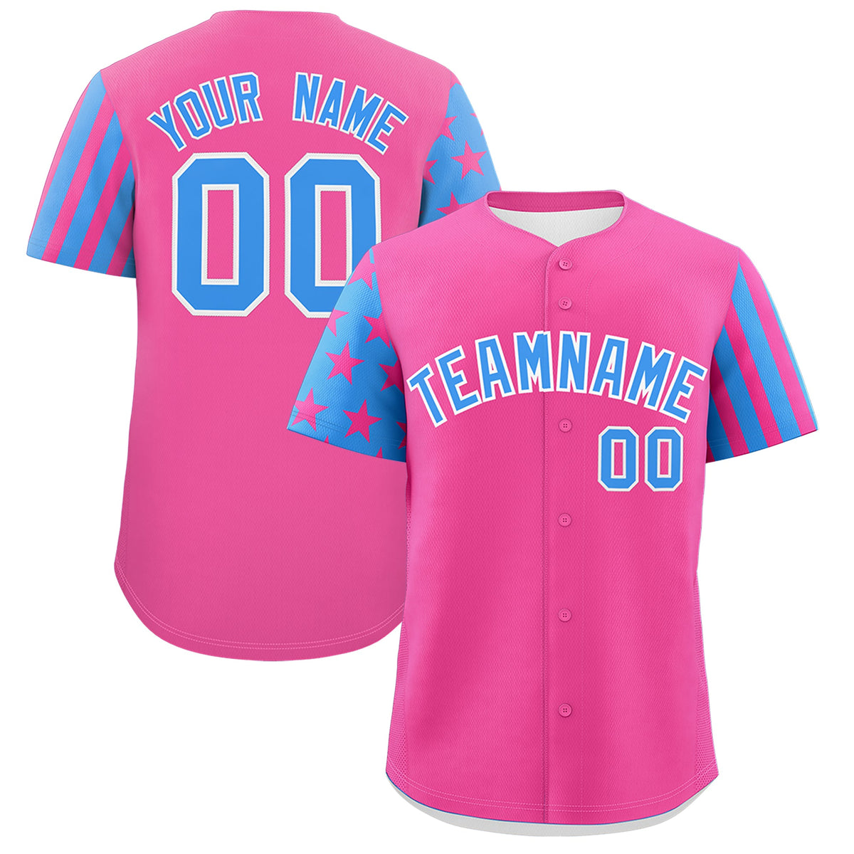 Custom Pink Powder Blue American Flag Raglan Sleeves Baseball Jersey| KXKSHOP