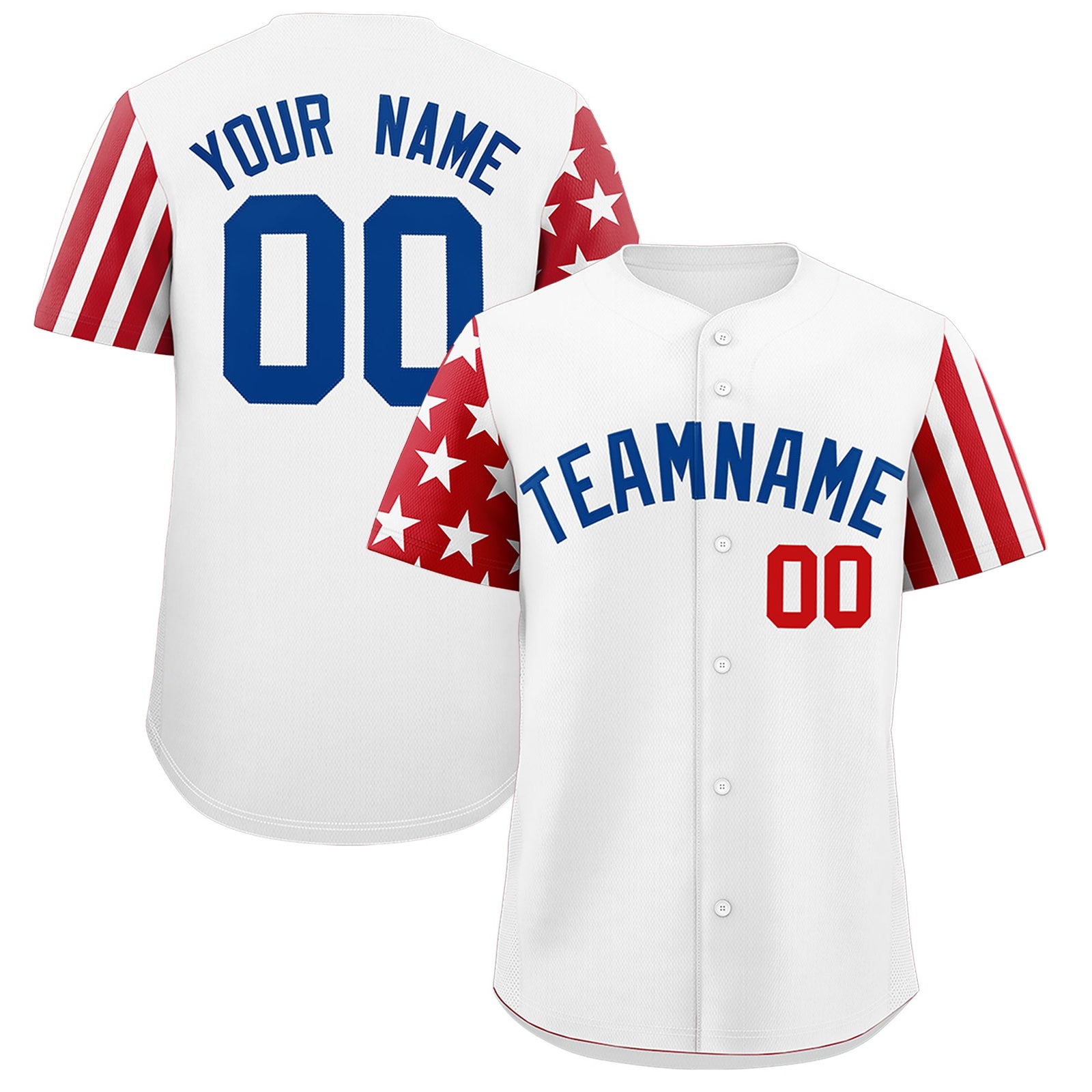 Custom White Red Royal Blue American Flag Raglan Sleeves Baseball Jersey| KXKSHOP
