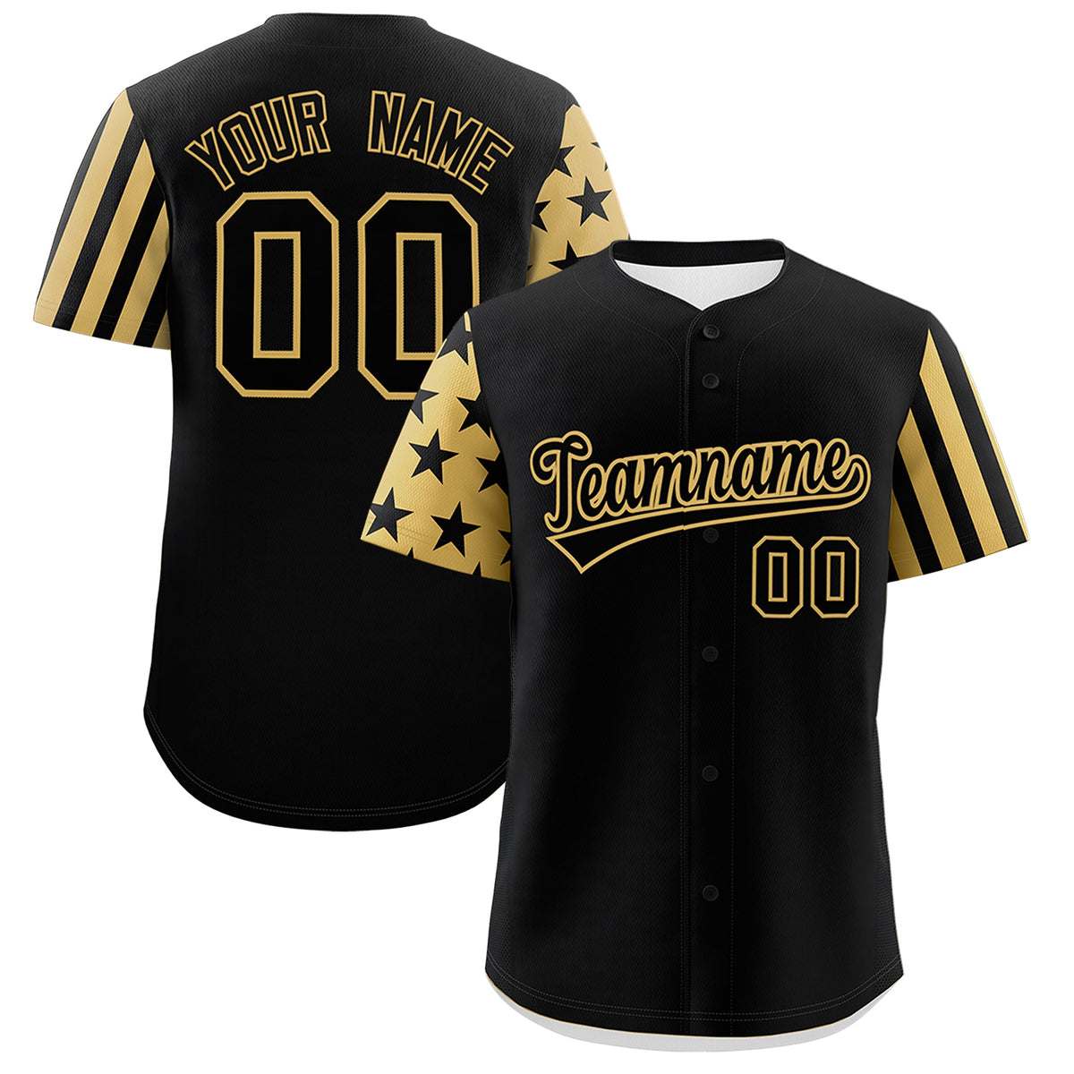Custom Black Old Gold American Flag Raglan Sleeves Baseball Jersey| KXKSHOP