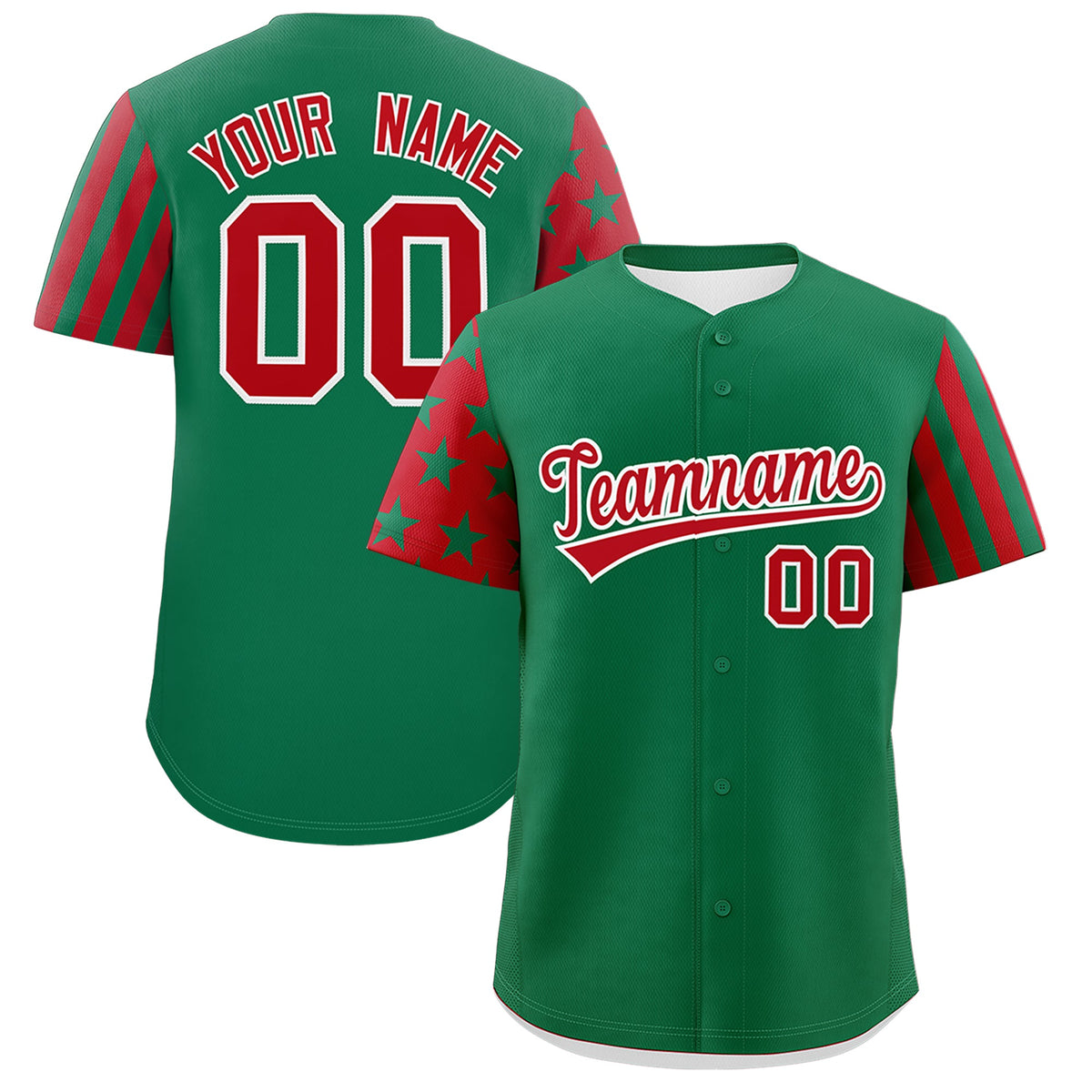 Custom Kelly Green Red American Flag Raglan Sleeves Baseball Jersey| KXKSHOP