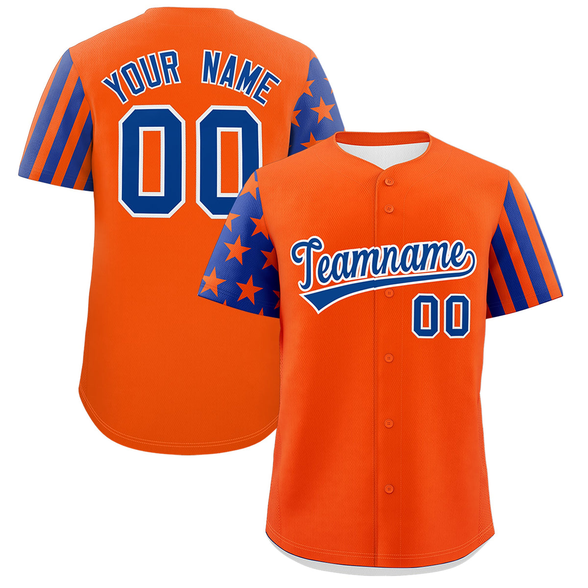 Custom Orange Royal Blue American Flag Raglan Sleeves Baseball Jersey| KXKSHOP