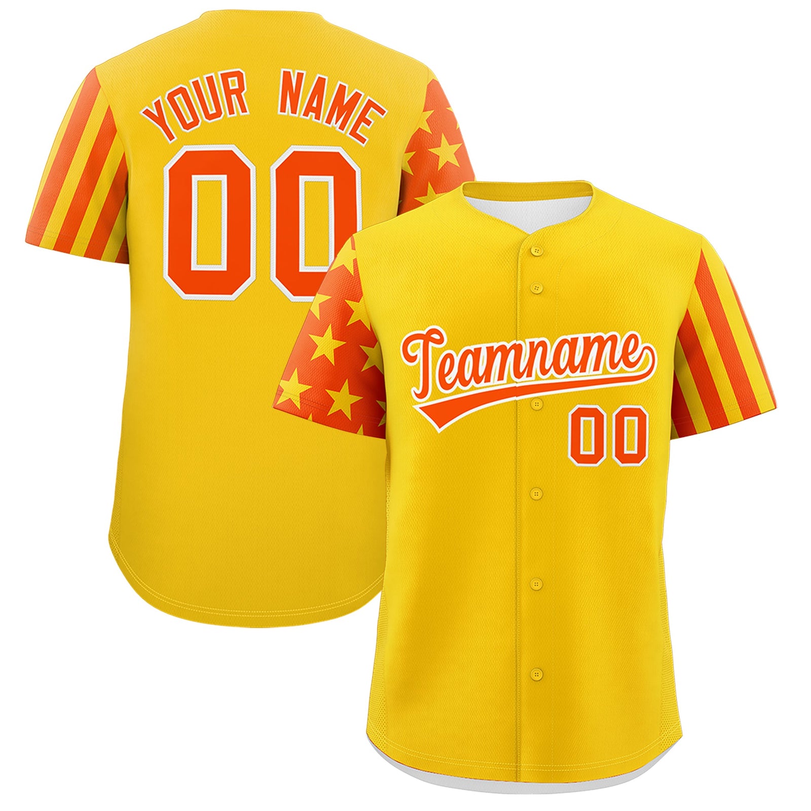 Custom Gold Orange American Flag Raglan Sleeves Baseball Jersey| KXKSHOP