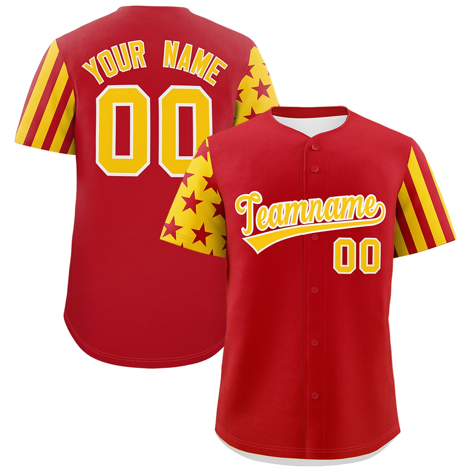 Custom Red Gold American Flag Raglan Sleeves Baseball Jersey| KXKSHOP
