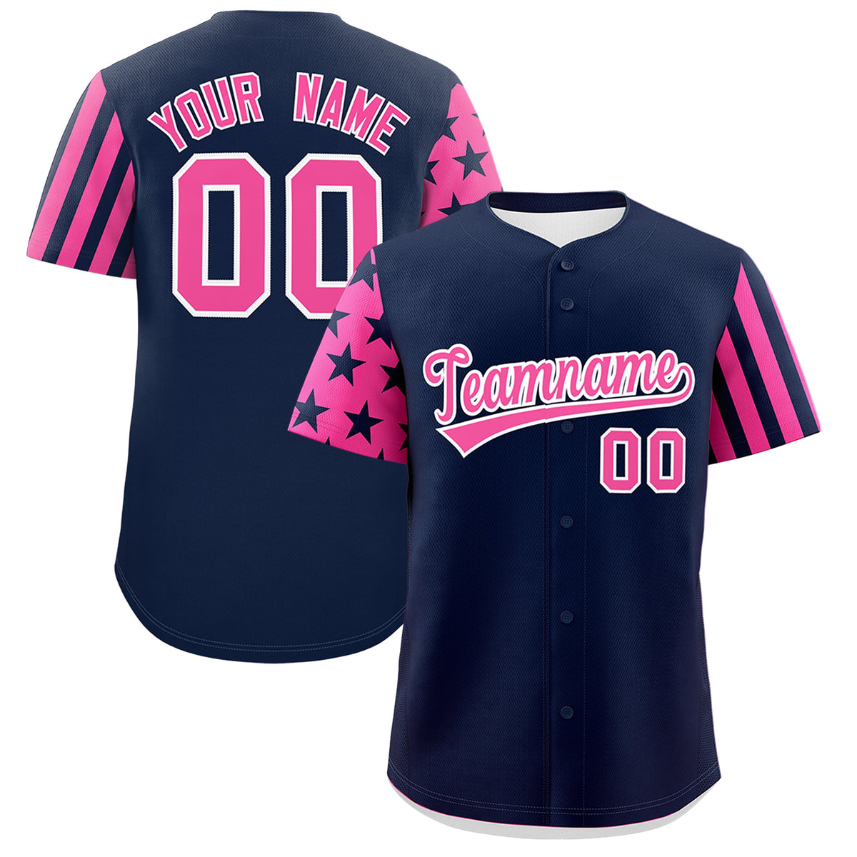 Custom Navy Pink American Flag Raglan Sleeves Baseball Jersey| KXKSHOP