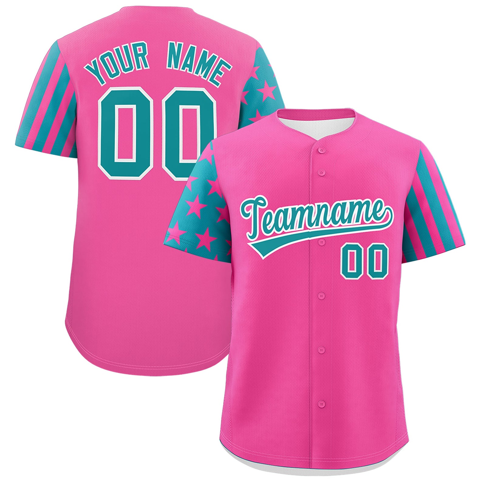 Custom Pink Teal American Flag Raglan Sleeves Baseball Jersey| KXKSHOP