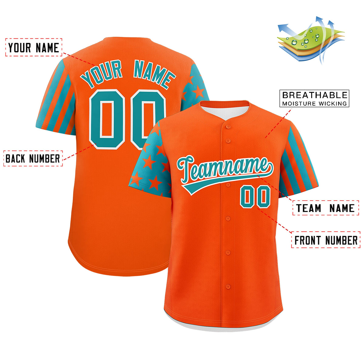 Custom Orange Aqua American Flag Raglan Sleeves Baseball Jersey| KXKSHOP