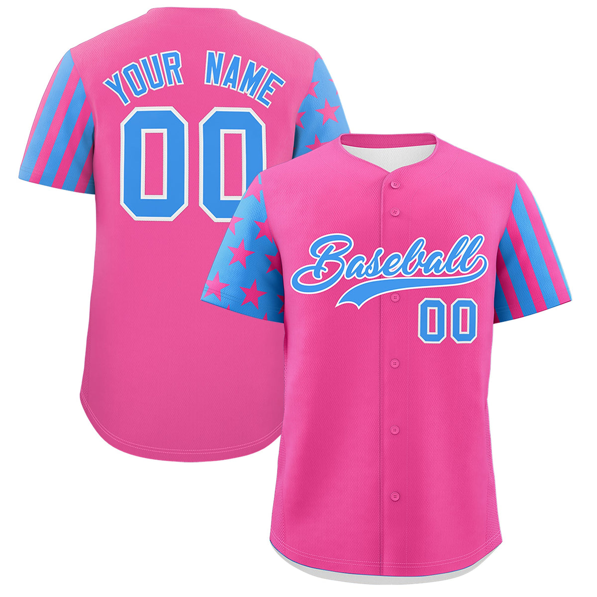 Custom Pink Powder Blue American Flag Raglan Sleeves Baseball Jersey| KXKSHOP