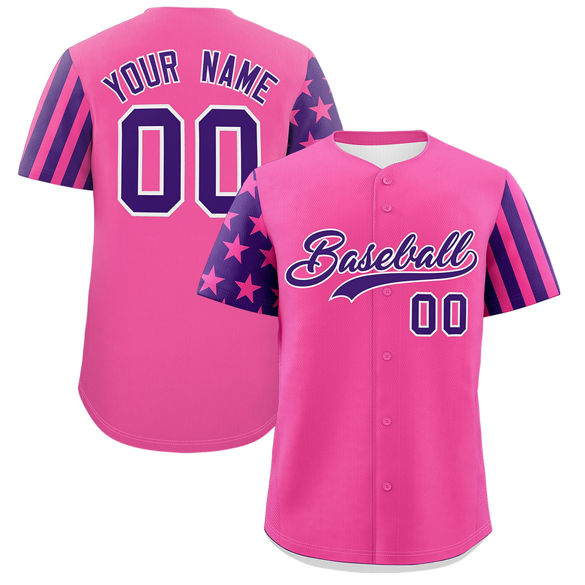 Custom Pink Purple American Flag Raglan Sleeves Baseball Jersey| KXKSHOP