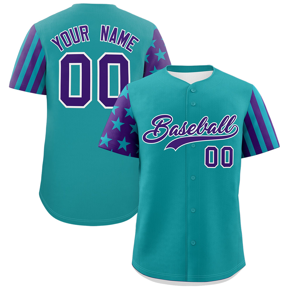 Custom Teal Purple American Flag Raglan Sleeves Baseball Jersey| KXKSHOP