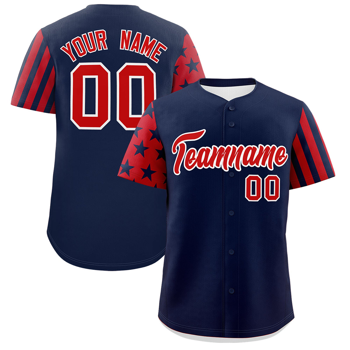 Custom Navy Red American Flag Raglan Sleeves Baseball Jersey| KXKSHOP