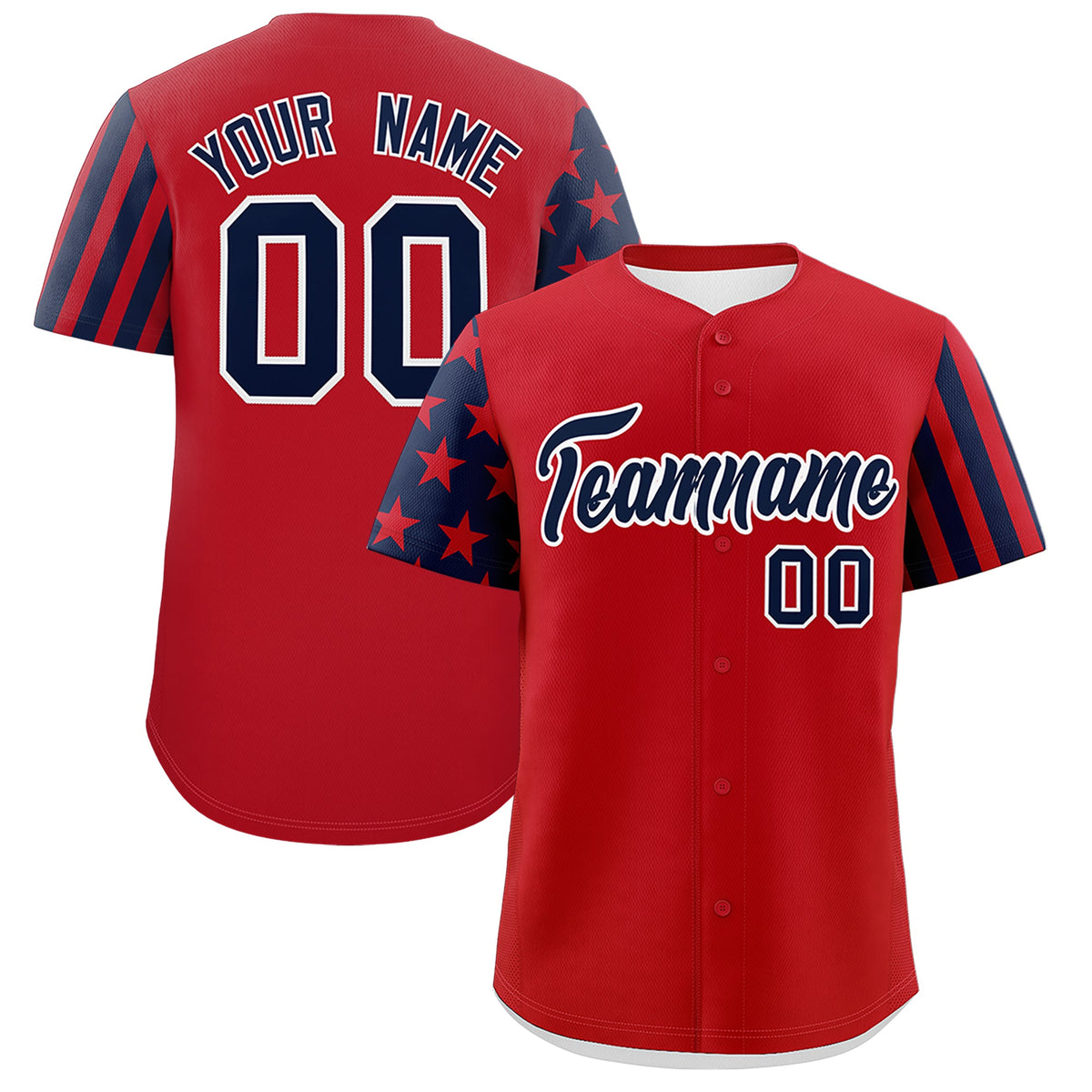 Custom Red Navy Black American Flag Raglan Sleeves Baseball Jersey| KXKSHOP