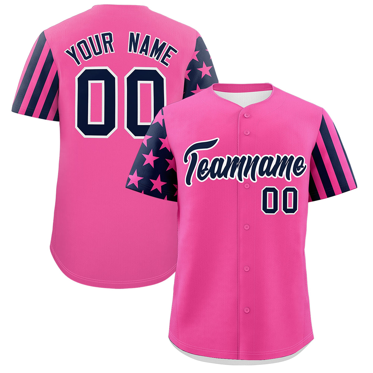 Custom Pink Navy Black American Flag Raglan Sleeves Baseball Jersey| KXKSHOP
