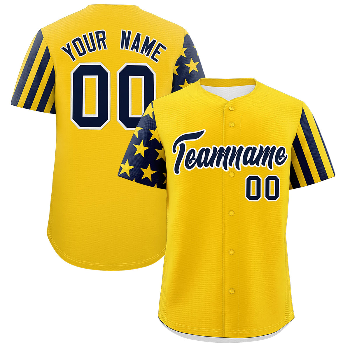 Custom Gold Navy Black American Flag Raglan Sleeves Baseball Jersey| KXKSHOP