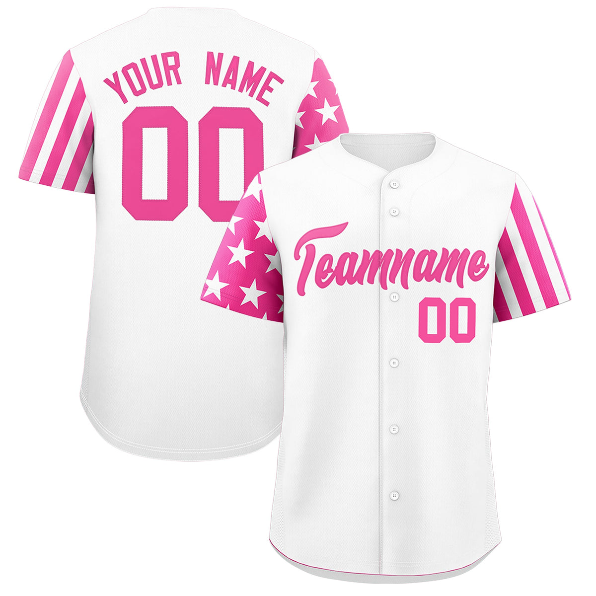 Custom White Pink American Flag Raglan Sleeves Baseball Jersey| KXKSHOP